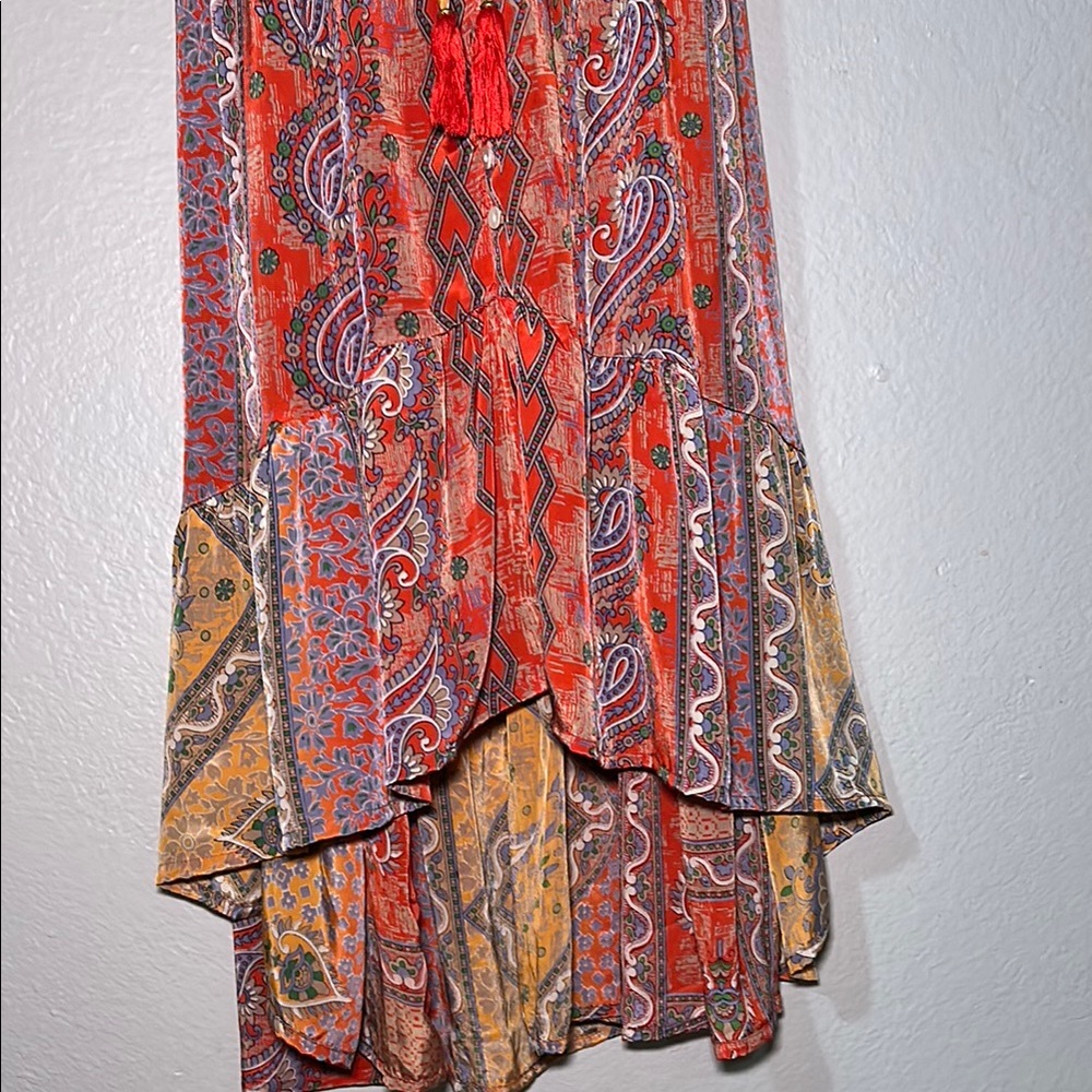 Bohemian Red Paisley Maxi vintages Dress - Picture 5 of 9